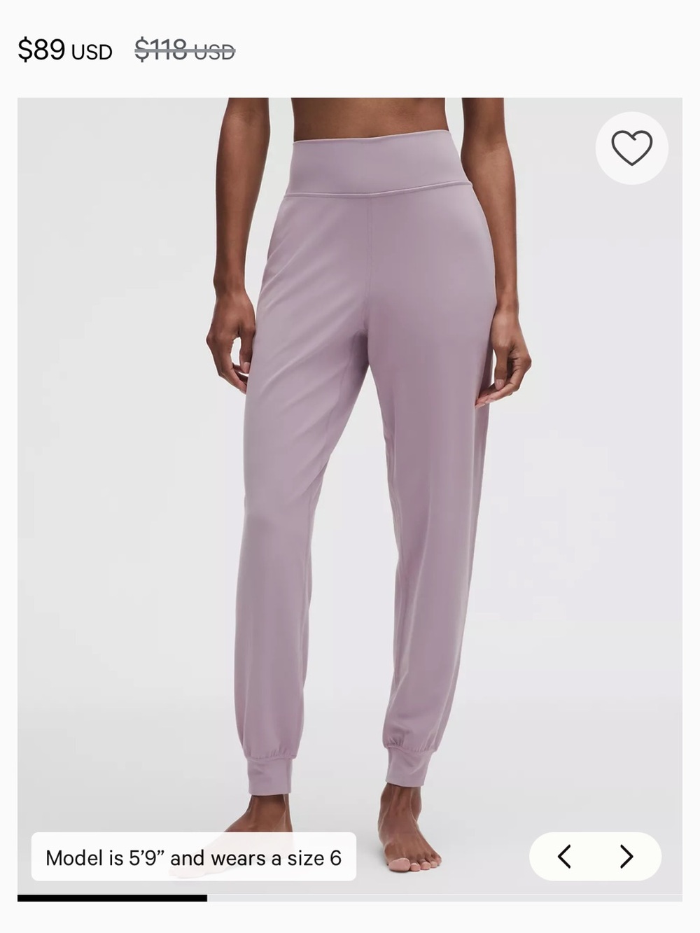 lululemon athletica Lavender High-Rise Track Joggers